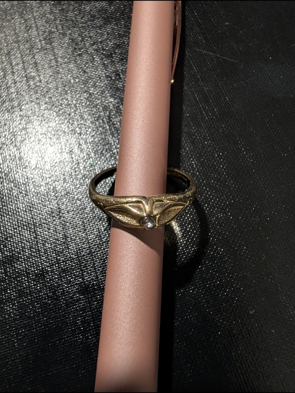 Avon Gold-Tone Leaf Accent Ring with Clear Stone - Women Jewelry